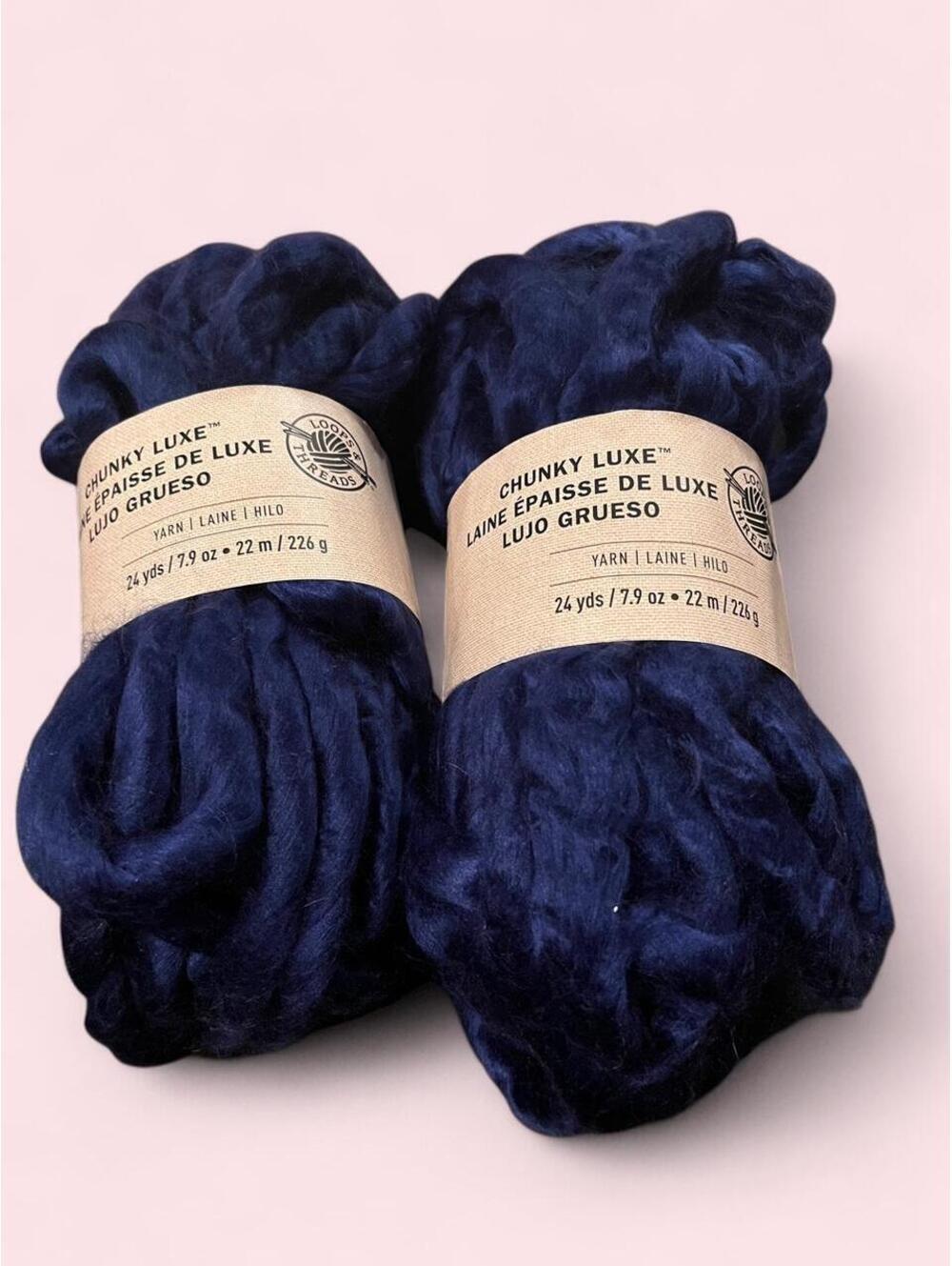 Loops and Threads Chunky Luxe Yarn - Navy 041 (2 Skeins) Same Dye Lot